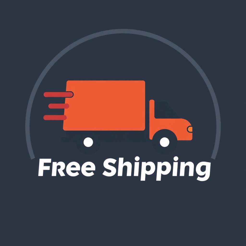 Create an image symbolizing free shipping. This could be a fast delivery truck or a package arriving at a doorstep. The image should feel modern and clean, reflecting the brand's aesthetic.
